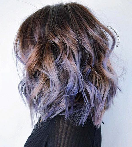 Blue Highlights in Brown Hair, Highlights Brown Balayage Undercut