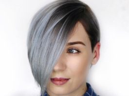 Gray Pixie with Long Bangs