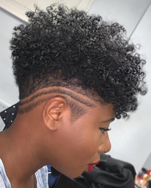 Half shaved short hairstyle for black women
