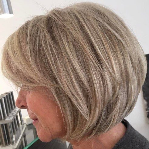 Layered short bob hairstyles for older women