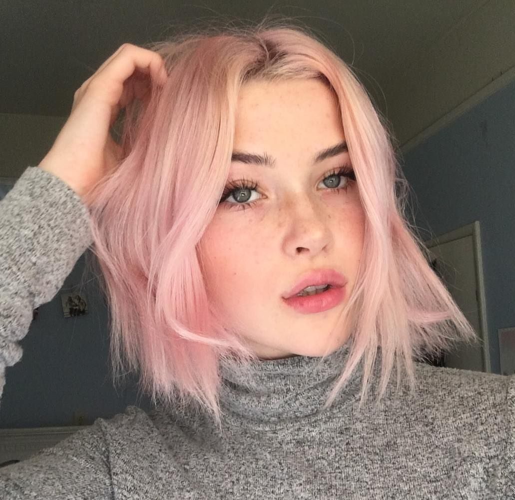 Pastel pink short hair