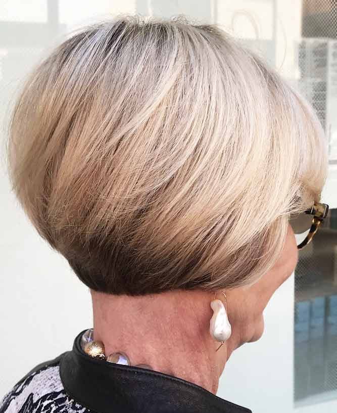 Thick hair short bob haircuts for older women