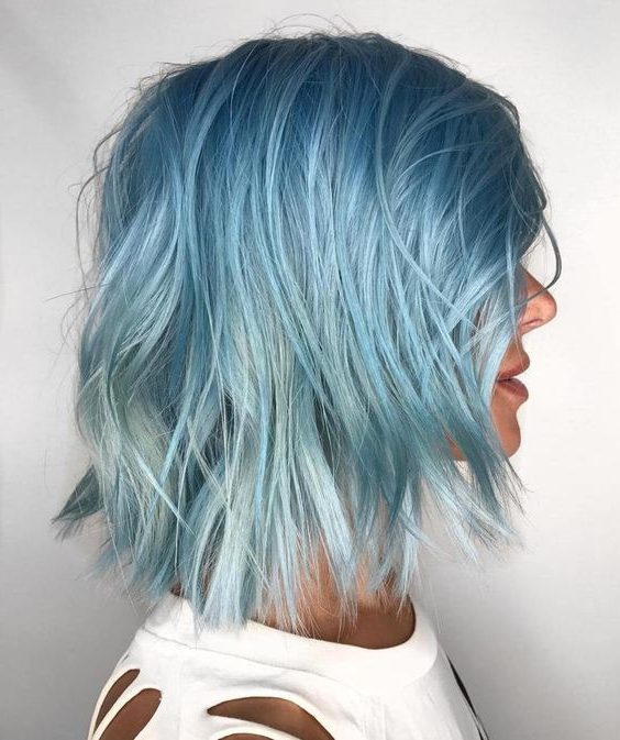 icy blue ombre short hair
