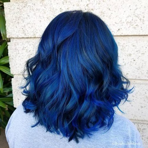 midnight blue black to blue ombre short hair