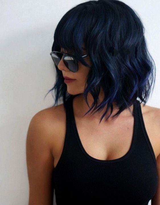 short hair with blue