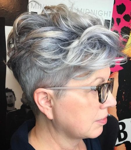 Short hairstyles for grey hair and glasses