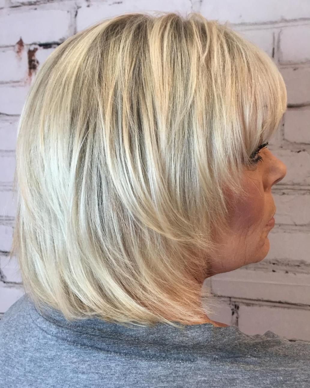 Fine hair layered bob hairstyles for over 50